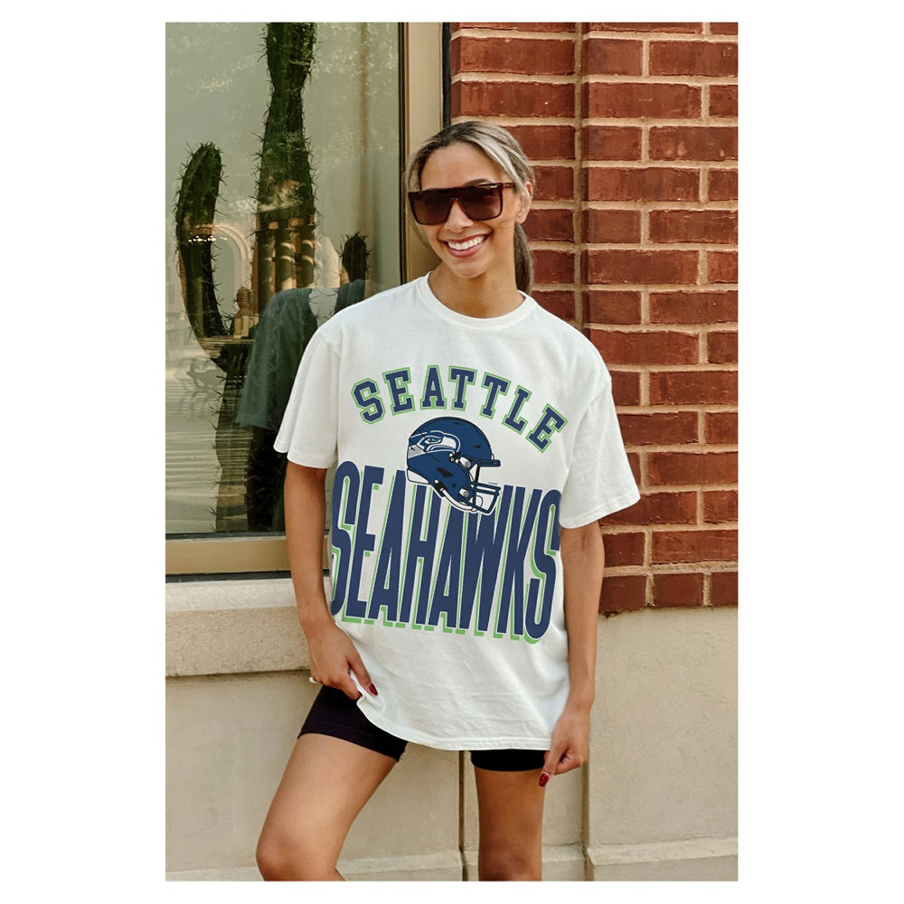 Seattle Seahawks Gameday Couture Women's Oversized Classic Fierce Focus T-Shirt White | NFL