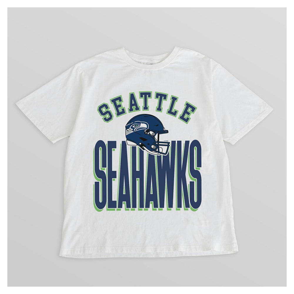 Seattle Seahawks Gameday Couture Women's Oversized Classic Fierce Focus T-Shirt White | NFL