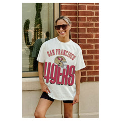 San Francisco 49ers Gameday Couture Women's Oversized Classic Fierce Focus T-Shirt White | NFL