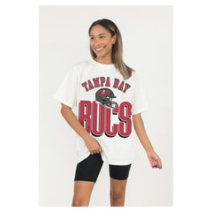Tampa Bay Buccaneers Gameday Couture Women's Oversized Classic Fierce Focus T-Shirt White | NFL