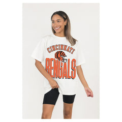 Cincinnati Bengals Gameday Couture Women's Oversized Classic Fierce Focus T-Shirt White | NFL