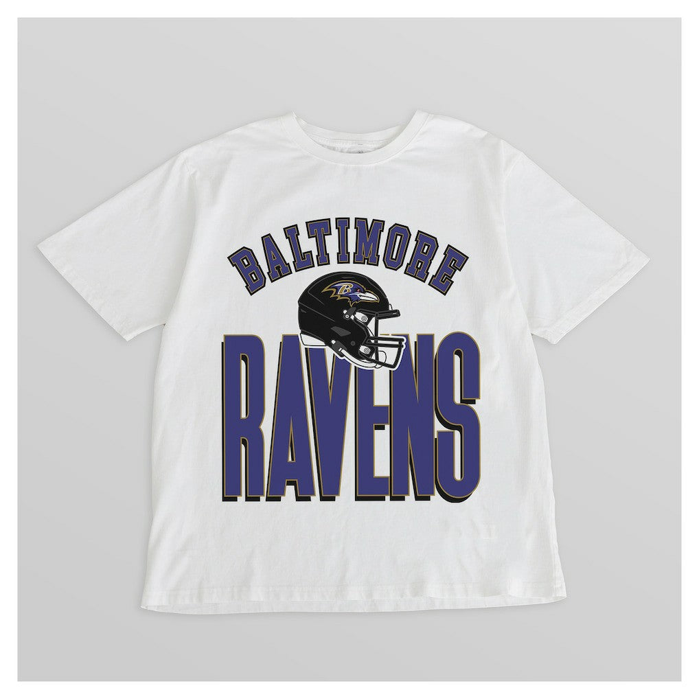 Baltimore Ravens Gameday Couture Women's Oversized Classic Fierce Focus T-Shirt White | NFL