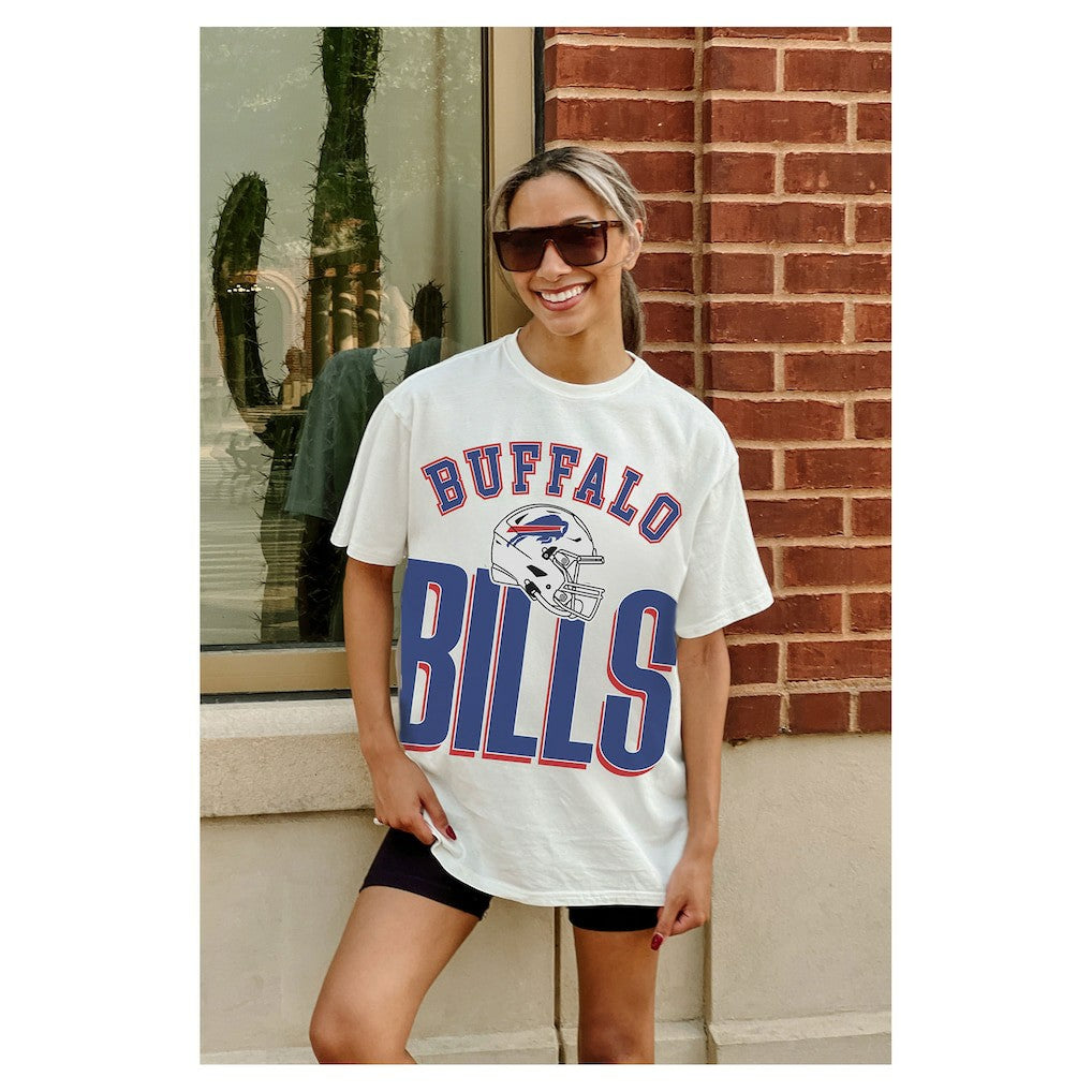 Buffalo Bills Gameday Couture Women's Oversized Classic Fierce Focus T-Shirt White | NFL