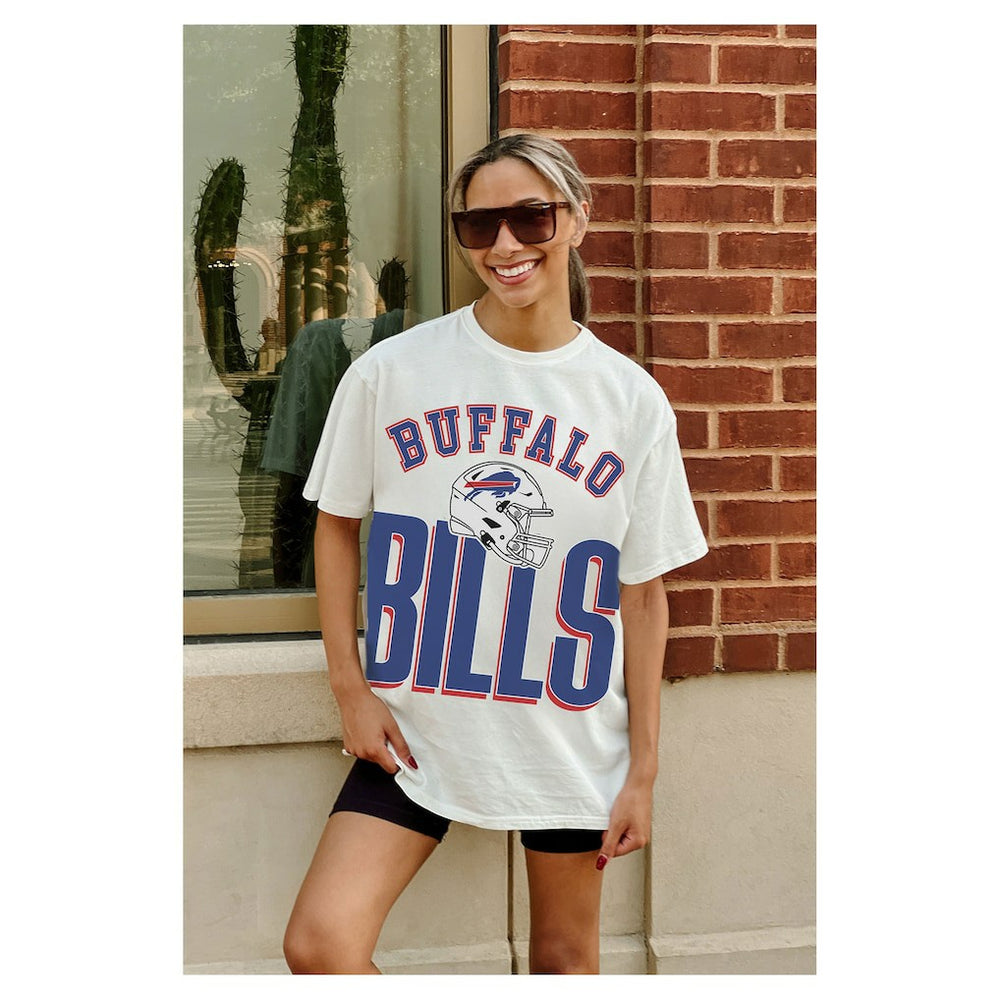 Buffalo Bills Gameday Couture Women's Oversized Classic Fierce Focus T-Shirt White | NFL