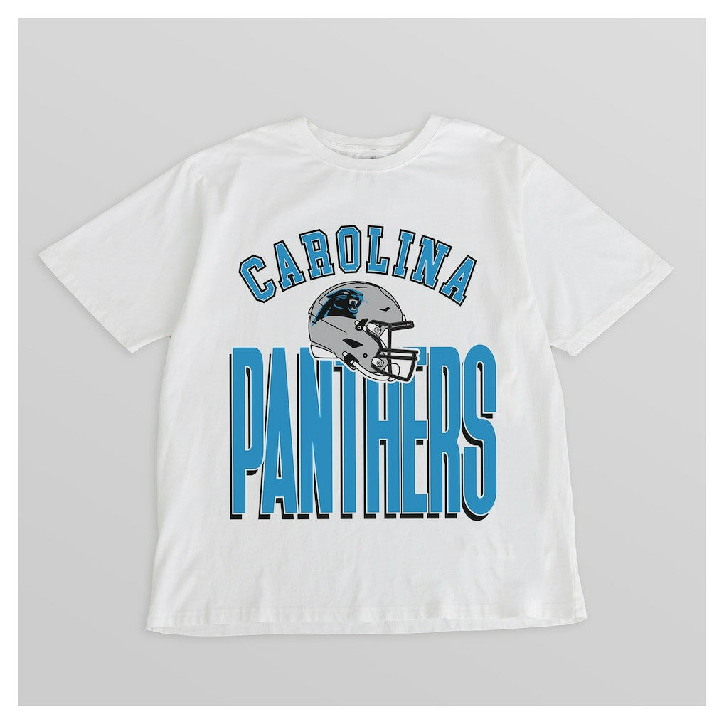 Carolina Panthers Gameday Couture Women's Oversized Classic Fierce Focus T-Shirt White | NFL