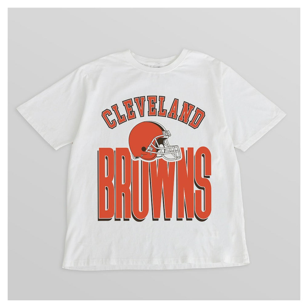 Cleveland Browns Gameday Couture Women's Oversized Classic Fierce Focus T-Shirt White | NFL