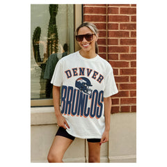Denver Broncos Gameday Couture Women's Oversized Classic Fierce Focus T-Shirt White | NFL