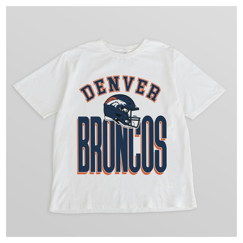Denver Broncos Gameday Couture Women's Oversized Classic Fierce Focus T-Shirt White | NFL