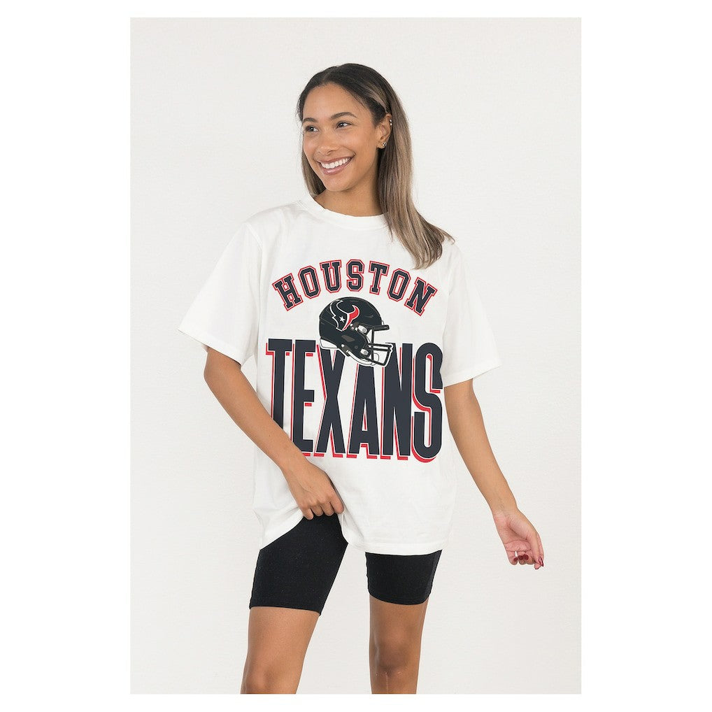 Houston Texans Gameday Couture Women's Oversized Classic Fierce Focus T-Shirt White | NFL