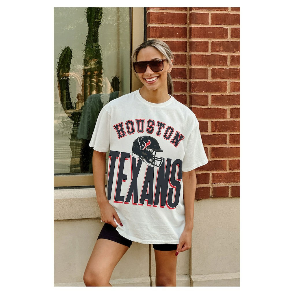 Houston Texans Gameday Couture Women's Oversized Classic Fierce Focus T-Shirt White | NFL