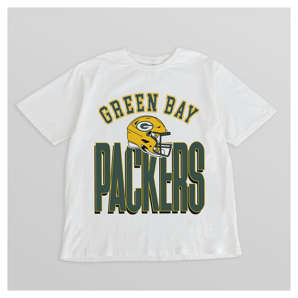 Green Bay Packers Gameday Couture Women's Oversized Classic Fierce Focus T-Shirt White | NFL