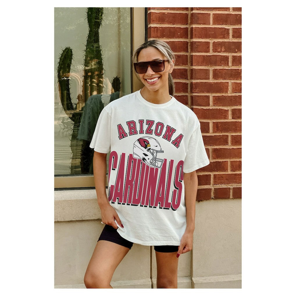 Arizona Cardinals Gameday Couture Women's Oversized Classic Fierce Focus T-Shirt White | NFL