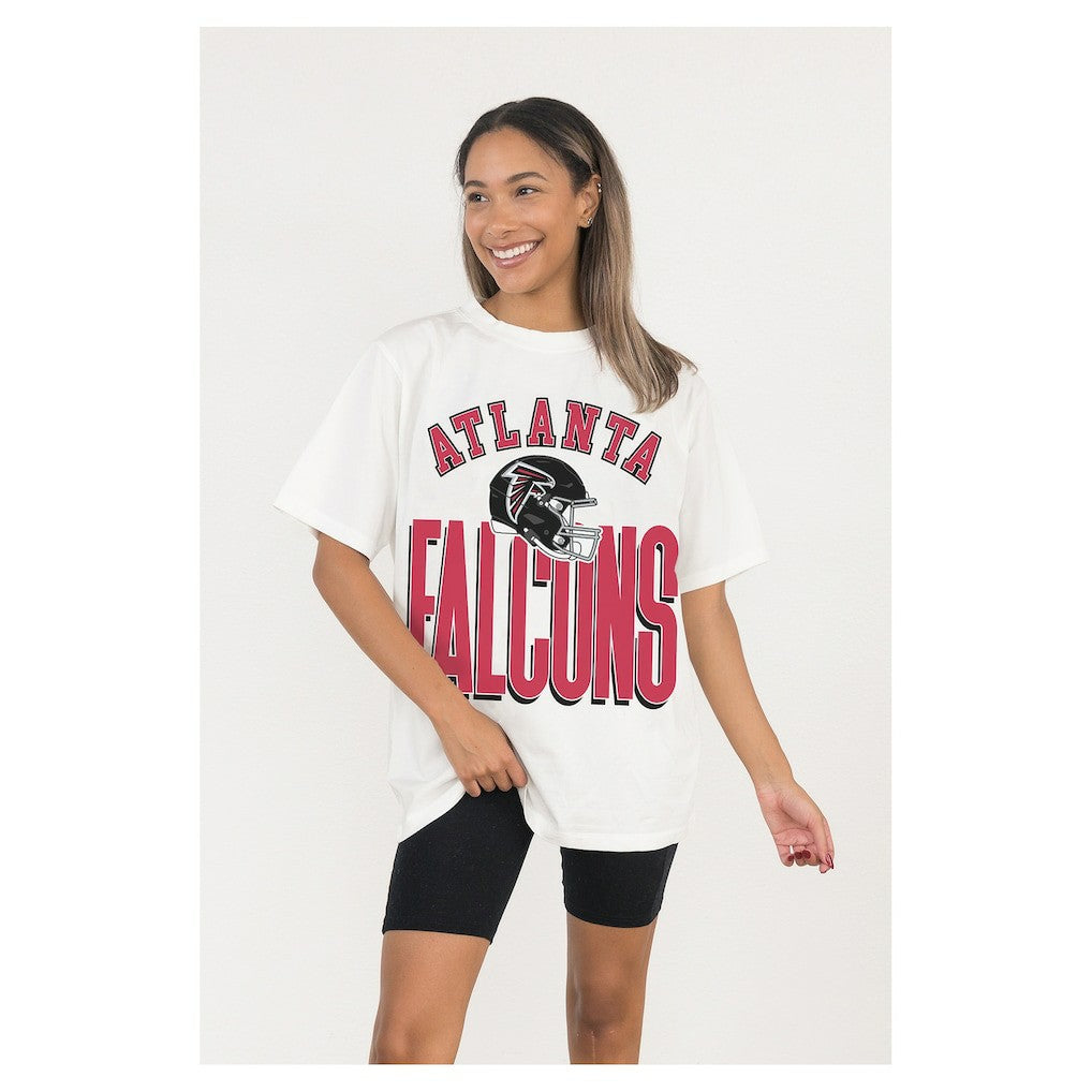 Atlanta Falcons Gameday Couture Women's Oversized Classic Fierce Focus T-Shirt White | NFL