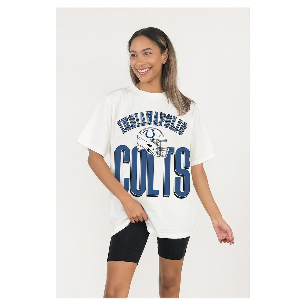Indianapolis Colts Gameday Couture Women's Oversized Classic Fierce Focus T-Shirt White | NFL