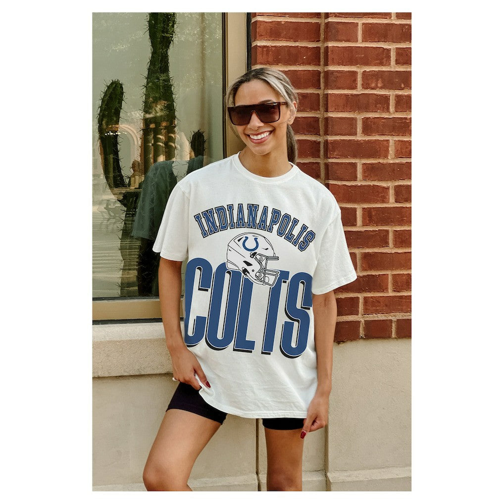 Indianapolis Colts Gameday Couture Women's Oversized Classic Fierce Focus T-Shirt White | NFL