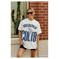Indianapolis Colts Gameday Couture Women's Oversized Classic Fierce Focus T-Shirt White | NFL