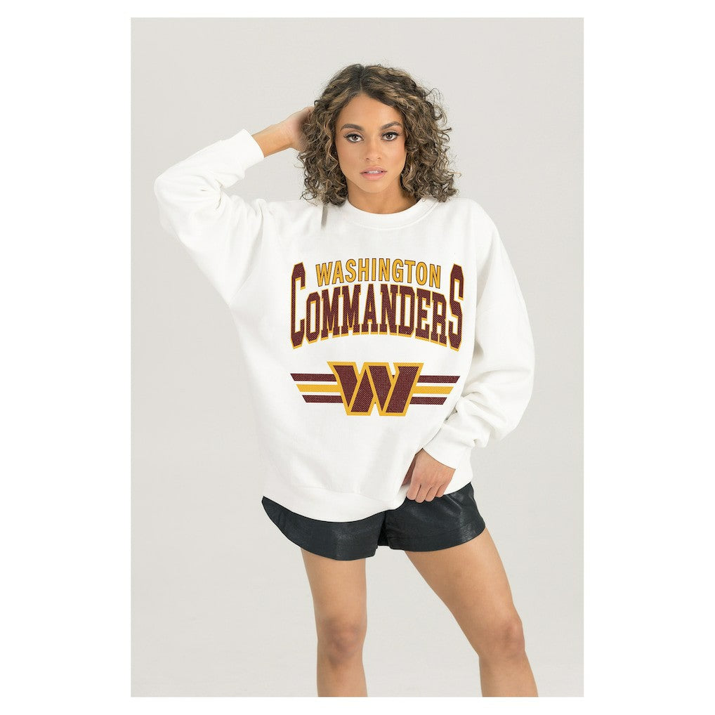 Washington Commanders Gameday Couture Women's Swift Strike Premium Oversized Fleece Pullover Sweatshirt White | NFL