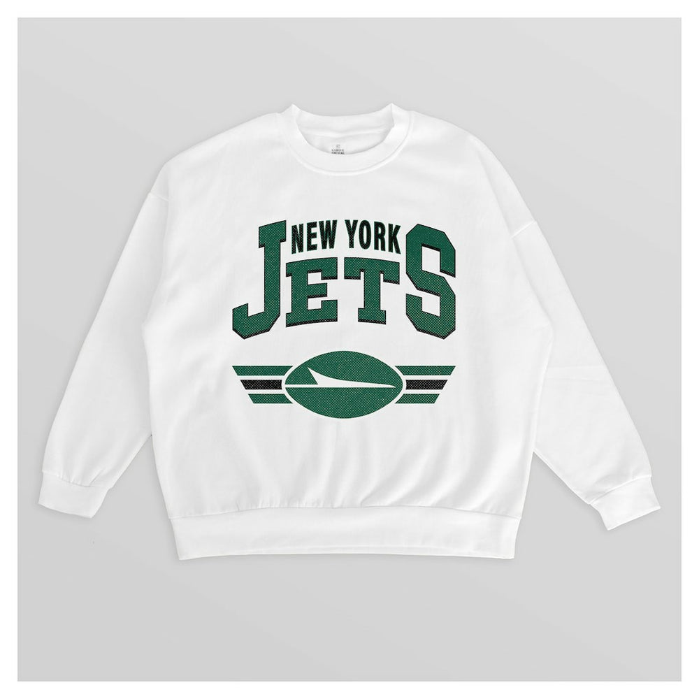 New York Jets Gameday Couture Women's Swift Strike Premium Oversized Fleece Pullover Sweatshirt White | NFL