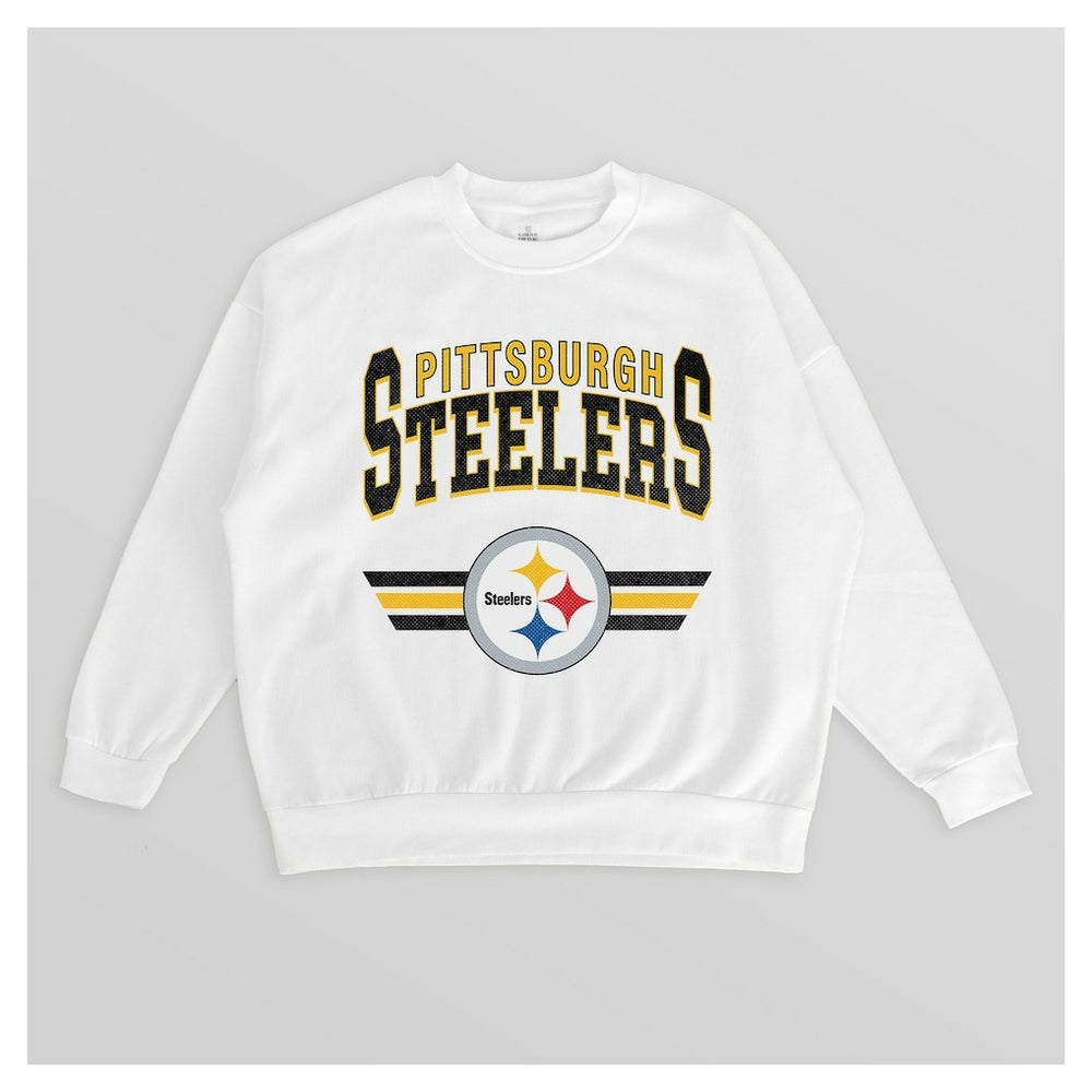 Pittsburgh Steelers Gameday Couture Women's Swift Strike Premium Oversized Fleece Pullover Sweatshirt White | NFL