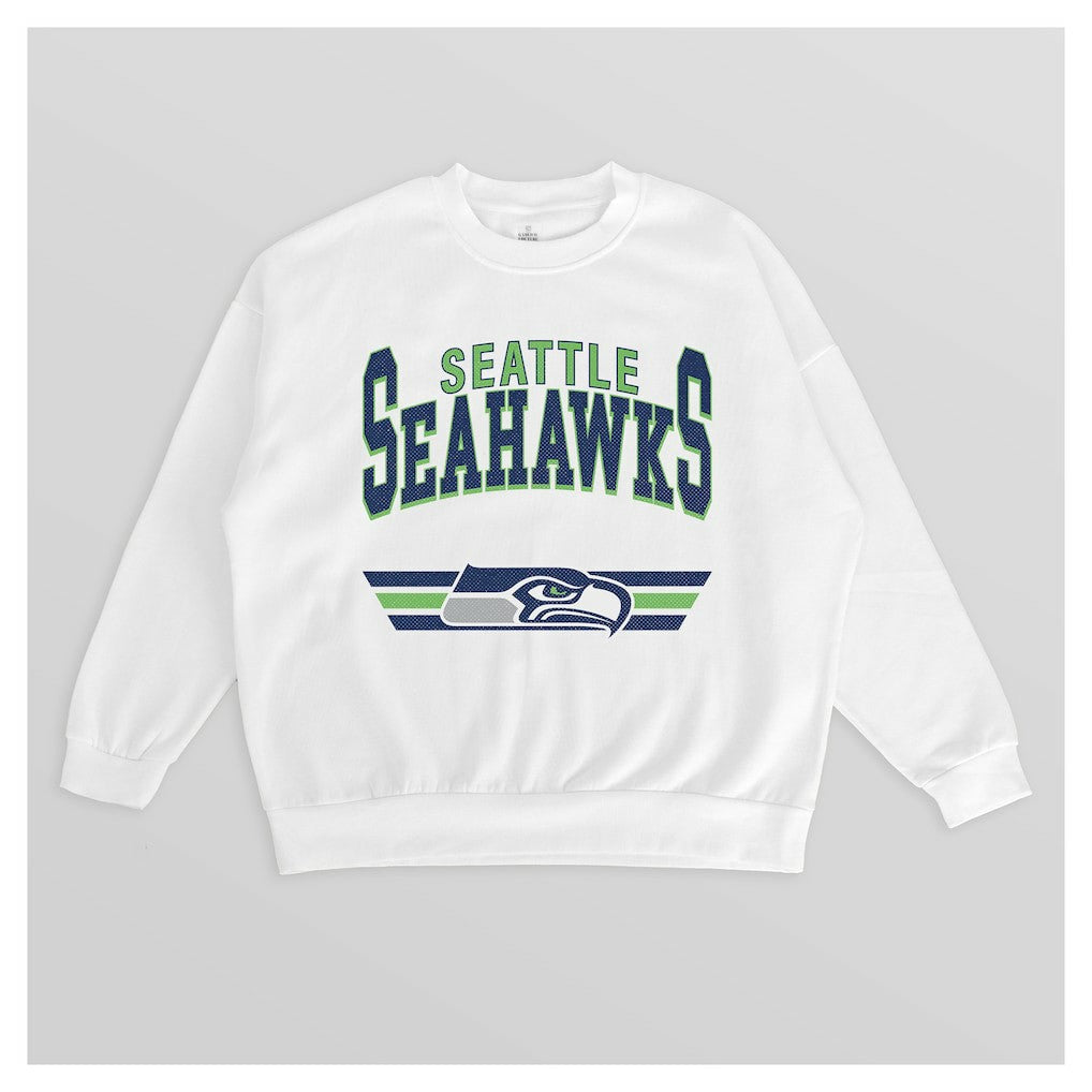 Seattle Seahawks Gameday Couture Women's Swift Strike Premium Oversized Fleece Pullover Sweatshirt White | NFL