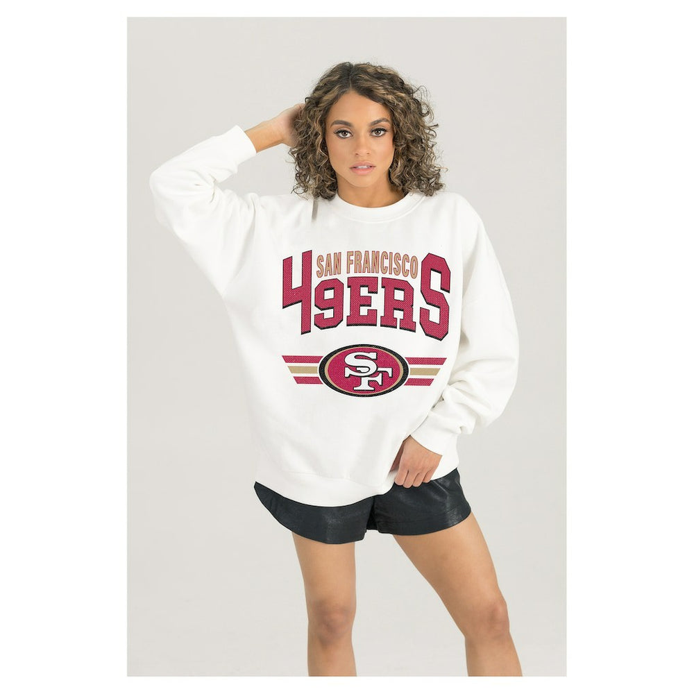 San Francisco 49ers Gameday Couture Women's Swift Strike Premium Oversized Fleece Pullover Sweatshirt White | NFL