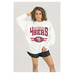 San Francisco 49ers Gameday Couture Women's Swift Strike Premium Oversized Fleece Pullover Sweatshirt White | NFL