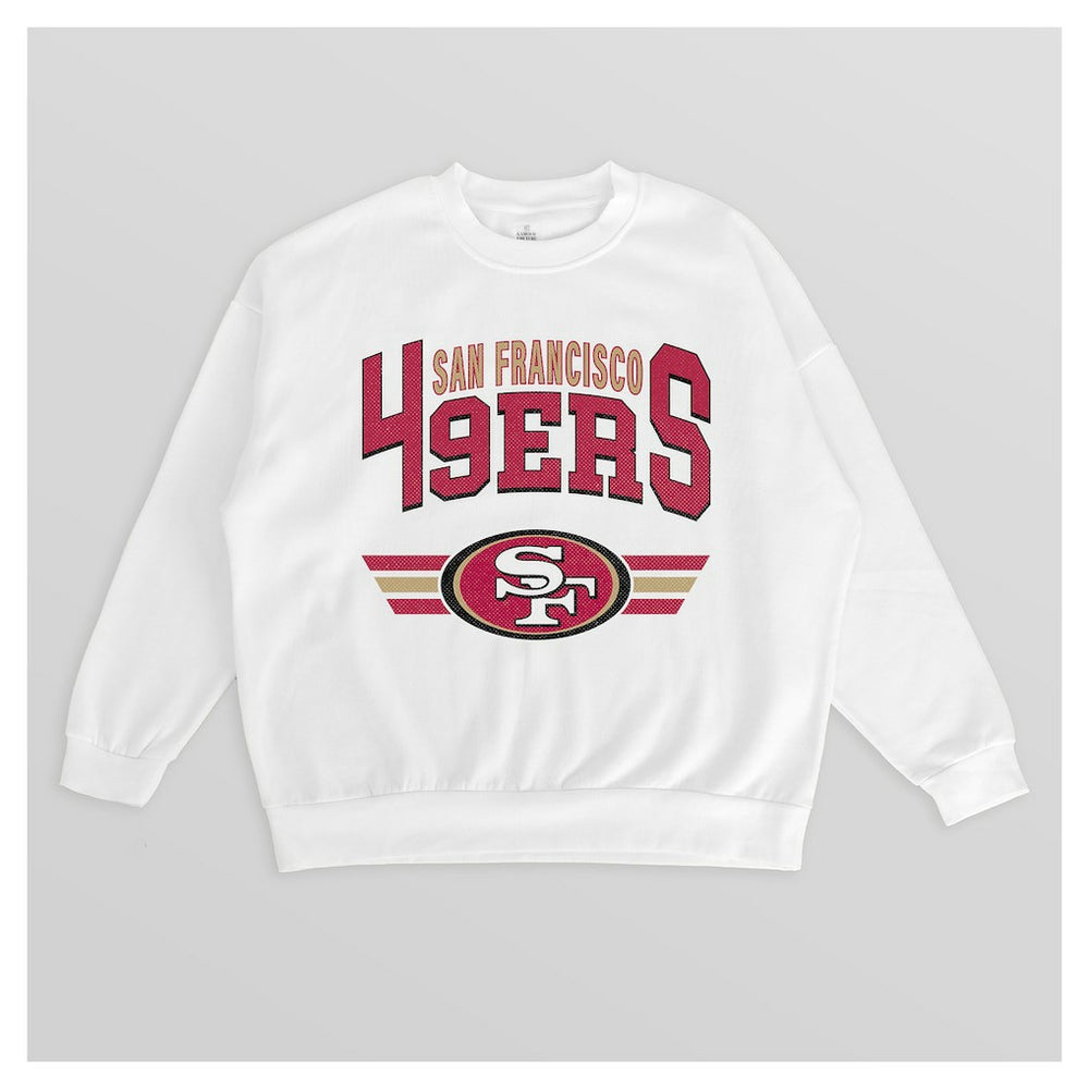 San Francisco 49ers Gameday Couture Women's Swift Strike Premium Oversized Fleece Pullover Sweatshirt White | NFL