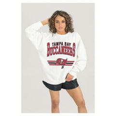 Tampa Bay Buccaneers Gameday Couture Women's Swift Strike Premium Oversized Fleece Pullover Sweatshirt White | NFL