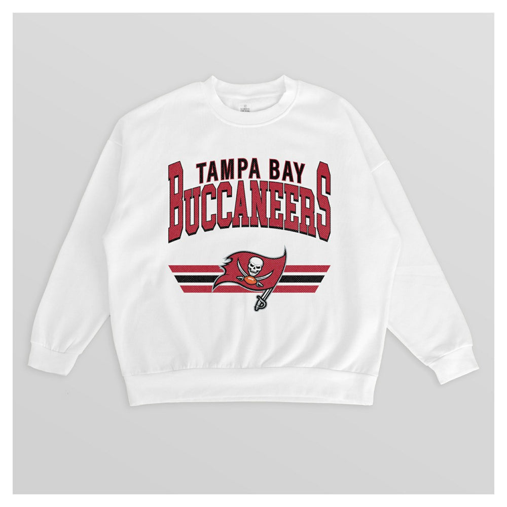 Tampa Bay Buccaneers Gameday Couture Women's Swift Strike Premium Oversized Fleece Pullover Sweatshirt White | NFL