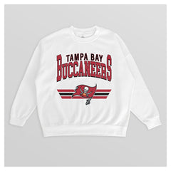 Tampa Bay Buccaneers Gameday Couture Women's Swift Strike Premium Oversized Fleece Pullover Sweatshirt White | NFL