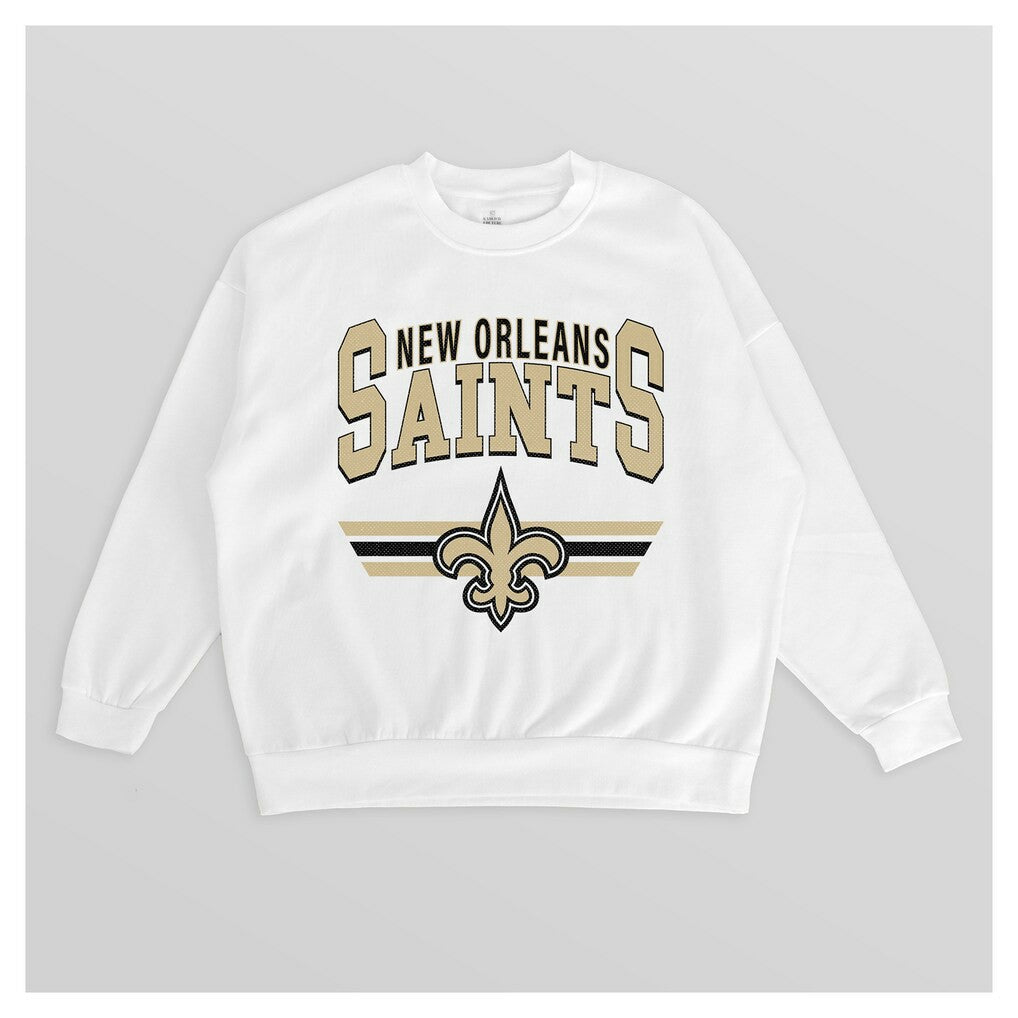 New Orleans Saints Gameday Couture Women's Swift Strike Premium Oversized Fleece Pullover Sweatshirt White | NFL
