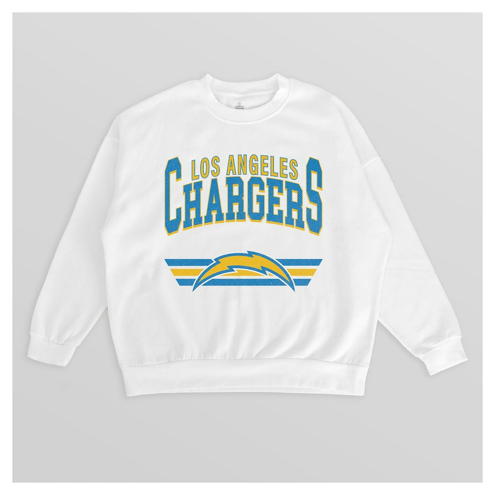 Los Angeles Chargers Gameday Couture Women's Swift Strike Premium Oversized Fleece Pullover Sweatshirt White | NFL