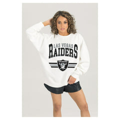 Las Vegas Raiders Gameday Couture Women's Swift Strike Premium Oversized Fleece Pullover Sweatshirt White | NFL