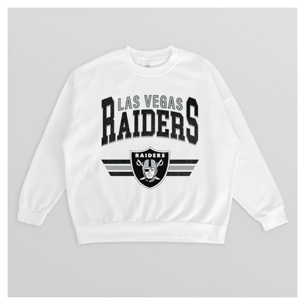 Las Vegas Raiders Gameday Couture Women's Swift Strike Premium Oversized Fleece Pullover Sweatshirt White | NFL