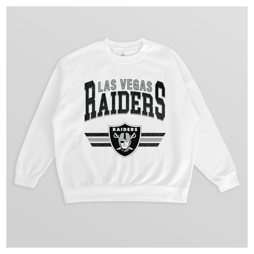 Las Vegas Raiders Gameday Couture Women's Swift Strike Premium Oversized Fleece Pullover Sweatshirt White | NFL