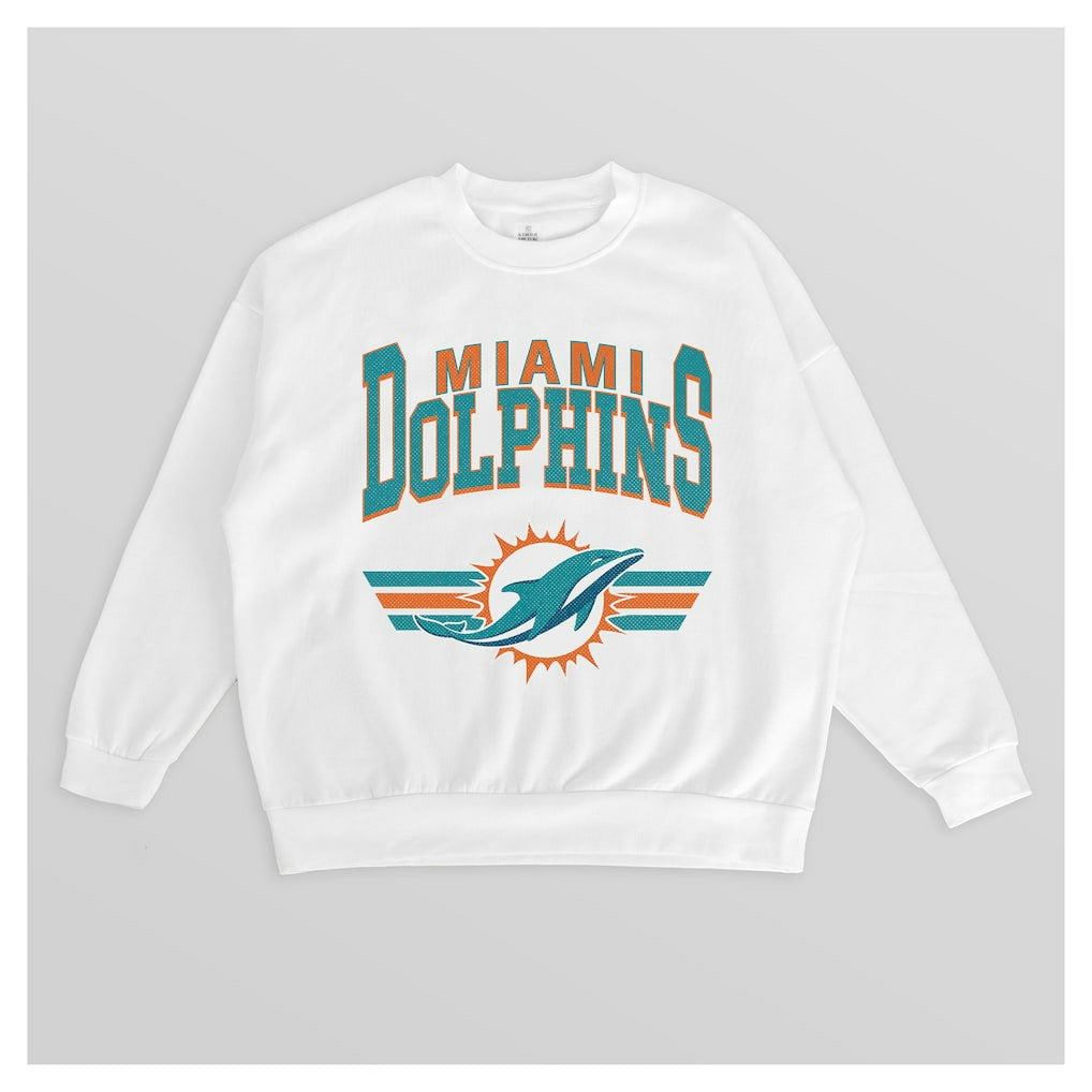 Miami Dolphins Gameday Couture Women's Swift Strike Premium Oversized Fleece Pullover Sweatshirt White | NFL