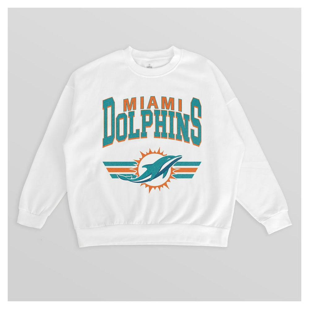 Miami Dolphins Gameday Couture Women's Swift Strike Premium Oversized Fleece Pullover Sweatshirt White | NFL