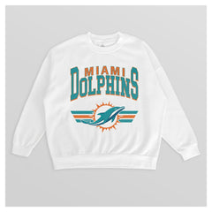 Miami Dolphins Gameday Couture Women's Swift Strike Premium Oversized Fleece Pullover Sweatshirt White | NFL