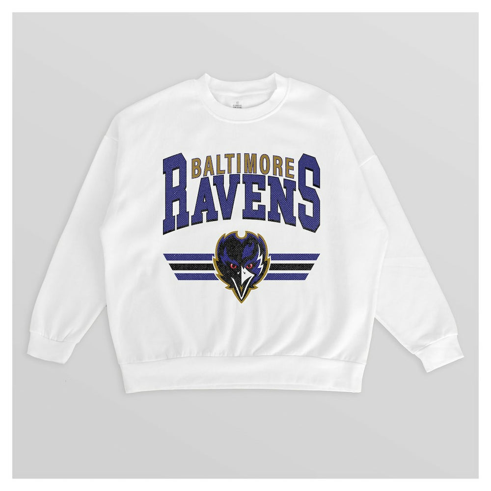 Baltimore Ravens Gameday Couture Women's Swift Strike Premium Oversized Fleece Pullover Sweatshirt White | NFL