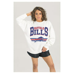 Buffalo Bills Gameday Couture Women's Swift Strike Premium Oversized Fleece Pullover Sweatshirt White | NFL