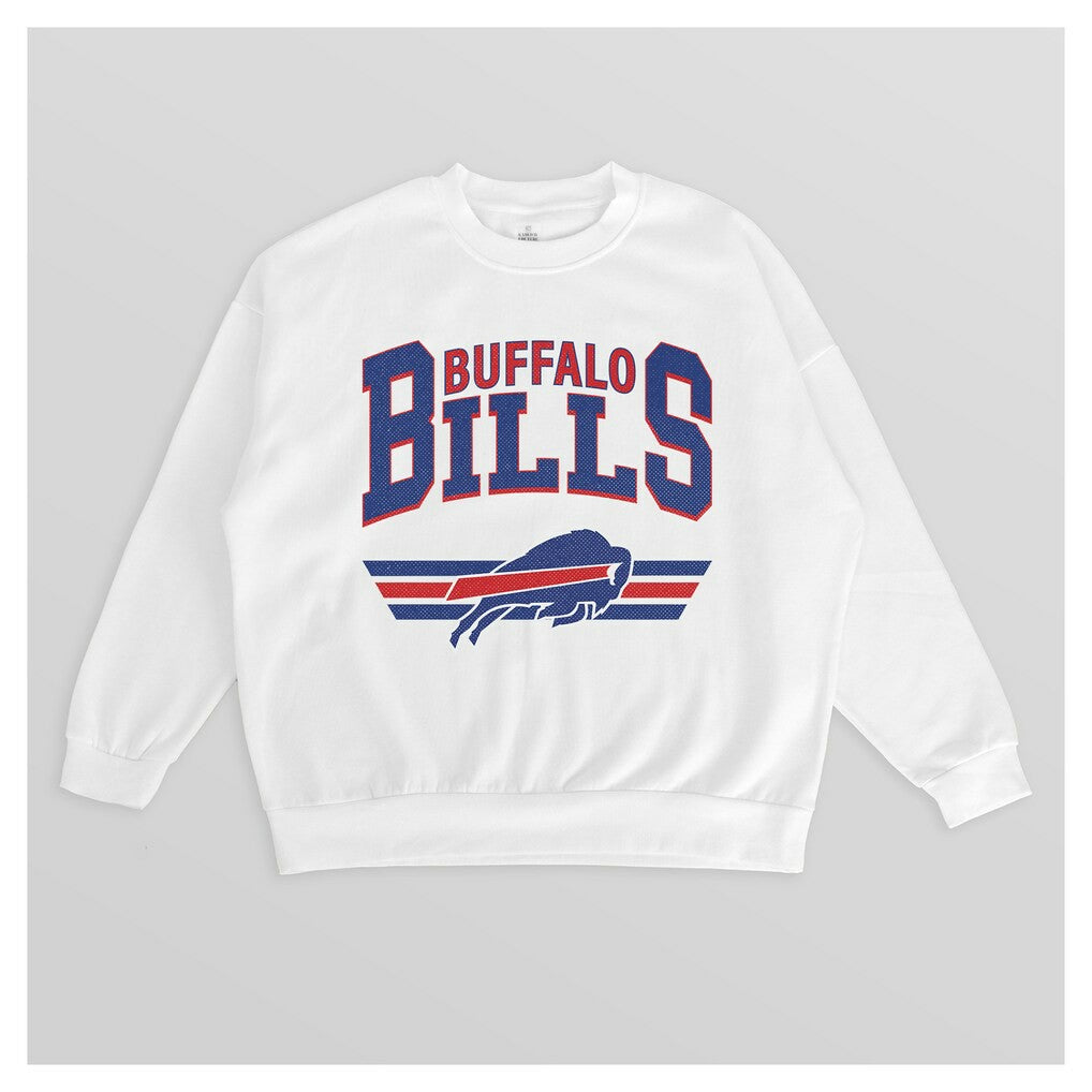 Buffalo Bills Gameday Couture Women's Swift Strike Premium Oversized Fleece Pullover Sweatshirt White | NFL
