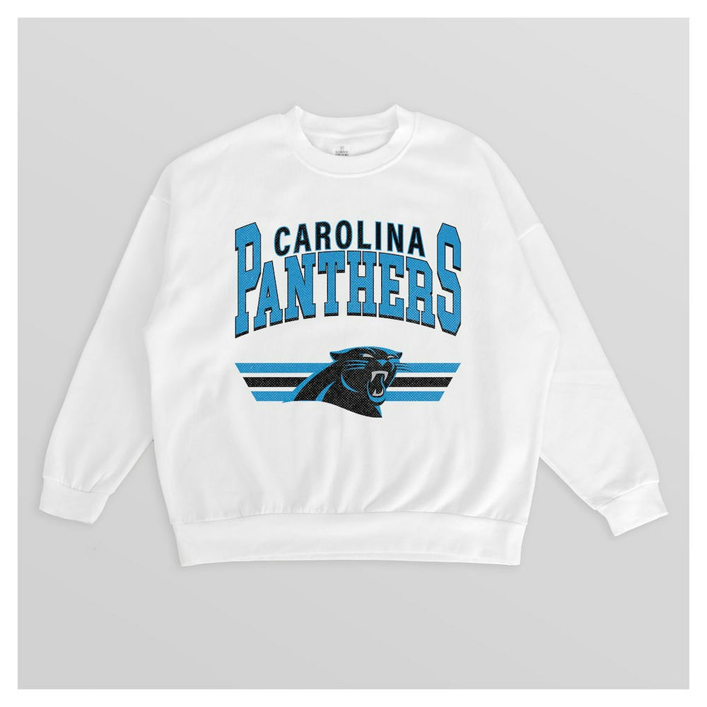 Carolina Panthers Gameday Couture Women's Swift Strike Premium Oversized Fleece Pullover Sweatshirt White | NFL