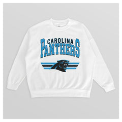 Carolina Panthers Gameday Couture Women's Swift Strike Premium Oversized Fleece Pullover Sweatshirt White | NFL