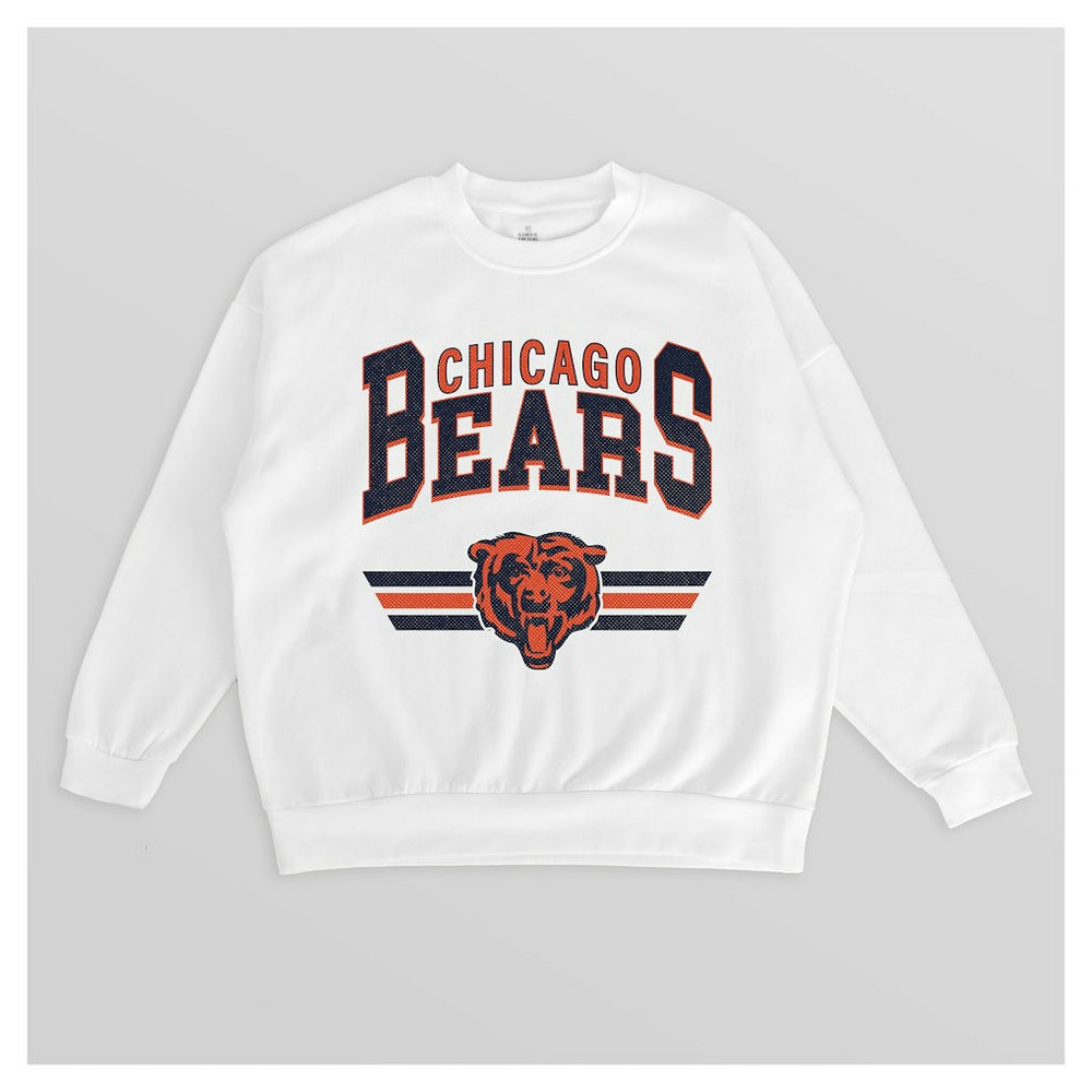 Chicago Bears Gameday Couture Women's Swift Strike Premium Oversized Fleece Pullover Sweatshirt White | NFL