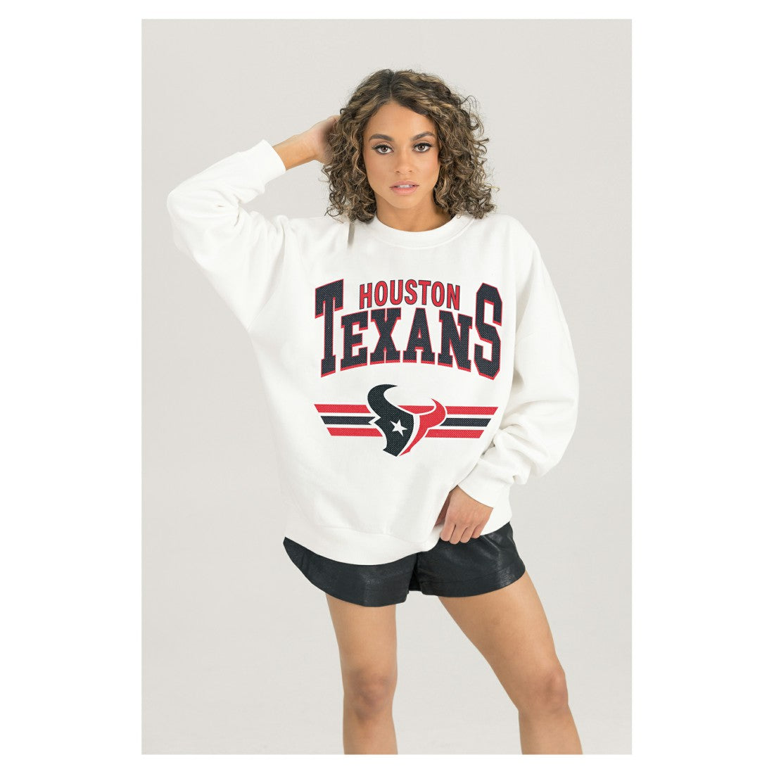 Houston Texans Gameday Couture Women's Swift Strike Premium Oversized Fleece Pullover Sweatshirt White | NFL