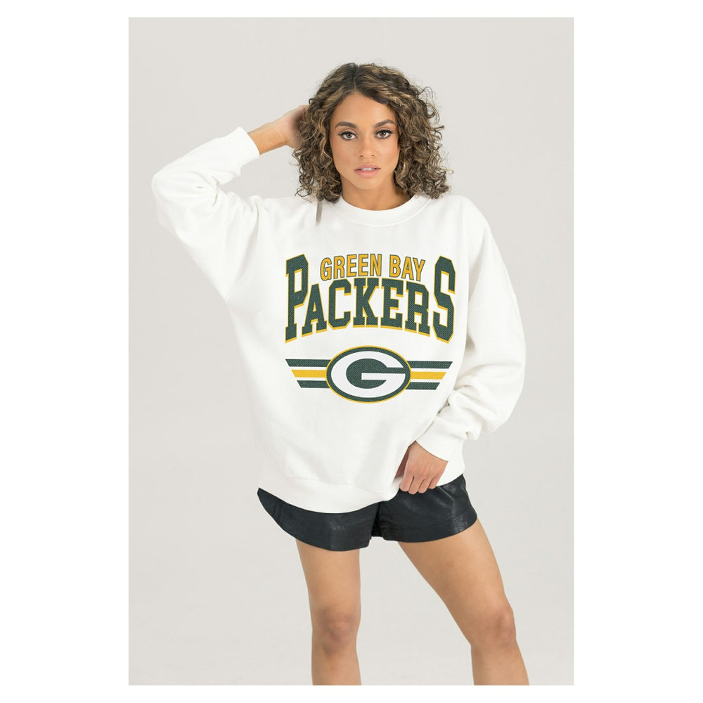 Green Bay Packers Gameday Couture Women's Swift Strike Premium Oversized Fleece Pullover Sweatshirt White | NFL