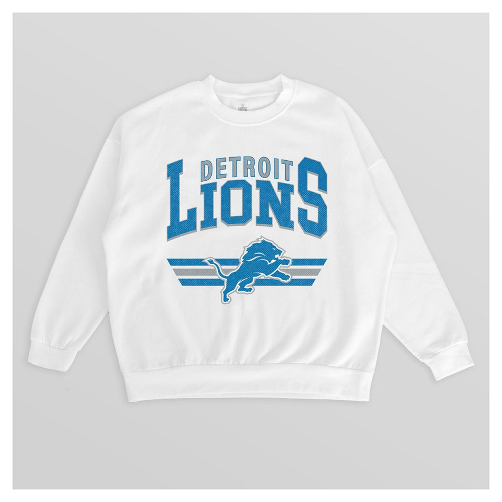 Detroit Lions Gameday Couture Women's Swift Strike Premium Oversized Fleece Pullover Sweatshirt White | NFL