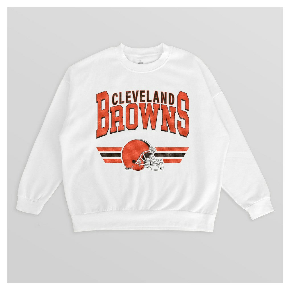 Cleveland Browns Gameday Couture Women's Swift Strike Premium Oversized Fleece Pullover Sweatshirt White | NFL