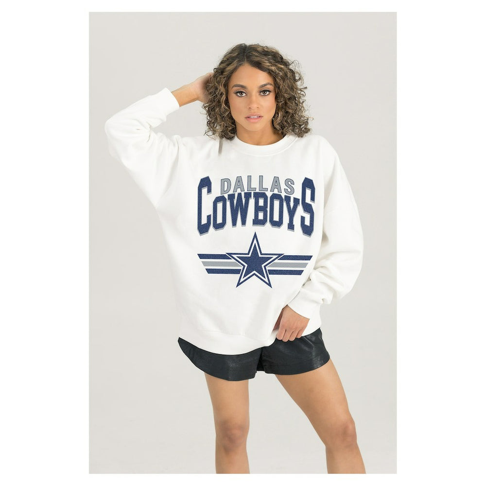 Dallas Cowboys Gameday Couture Women's Swift Strike Premium Oversized Fleece Pullover Sweatshirt White | NFL