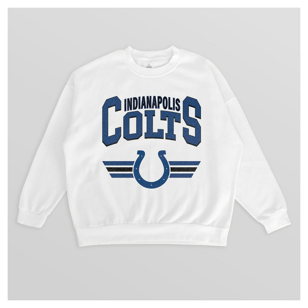 Indianapolis Colts Gameday Couture Women's Swift Strike Premium Oversized Fleece Pullover Sweatshirt White | NFL